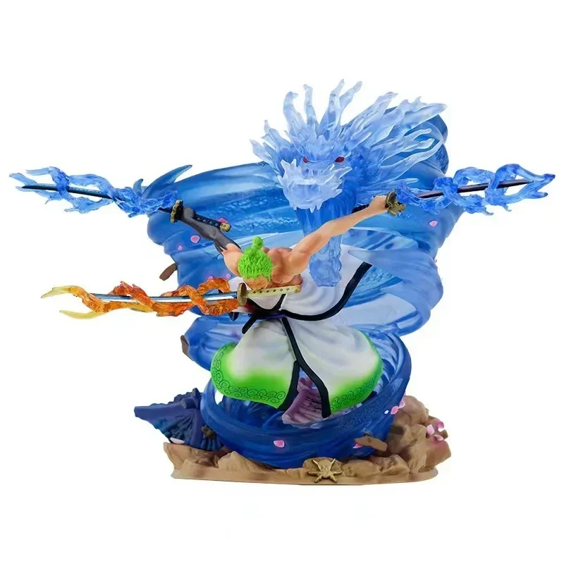 One Piece Animation Roronoa Zoro Tornado Edition Three-knife Model Doll Pvc Action Figure Toy Collection Desktop Ornaments Gifts