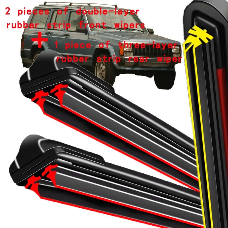

For Jeep Cherokee XJ 1997-2001 1998 1999 2000 Wiper Front & Rear Wiper Blades Windshield Windscreen Window Brushes 18"+18"+13"