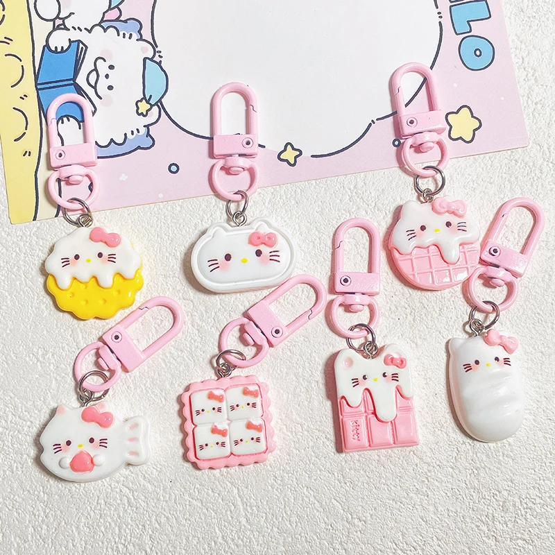 Sanrio Anime Keychains Hello Kitty Melody Kuromi Cinnamoroll Cartoon Dolls Action Figure Model Bags Pendant Keychain Car Keyring