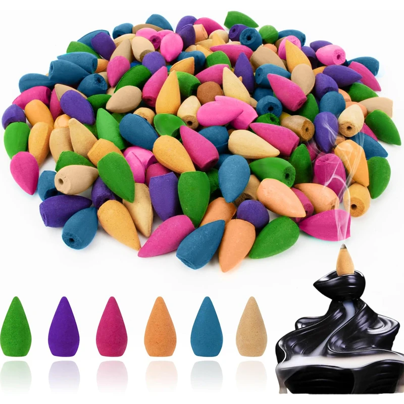 30/50/100 piezas conos de incienso de reflujo mezcla de aroma Natural cascada conos de incienso torre incienso bala de incienso de reflujo