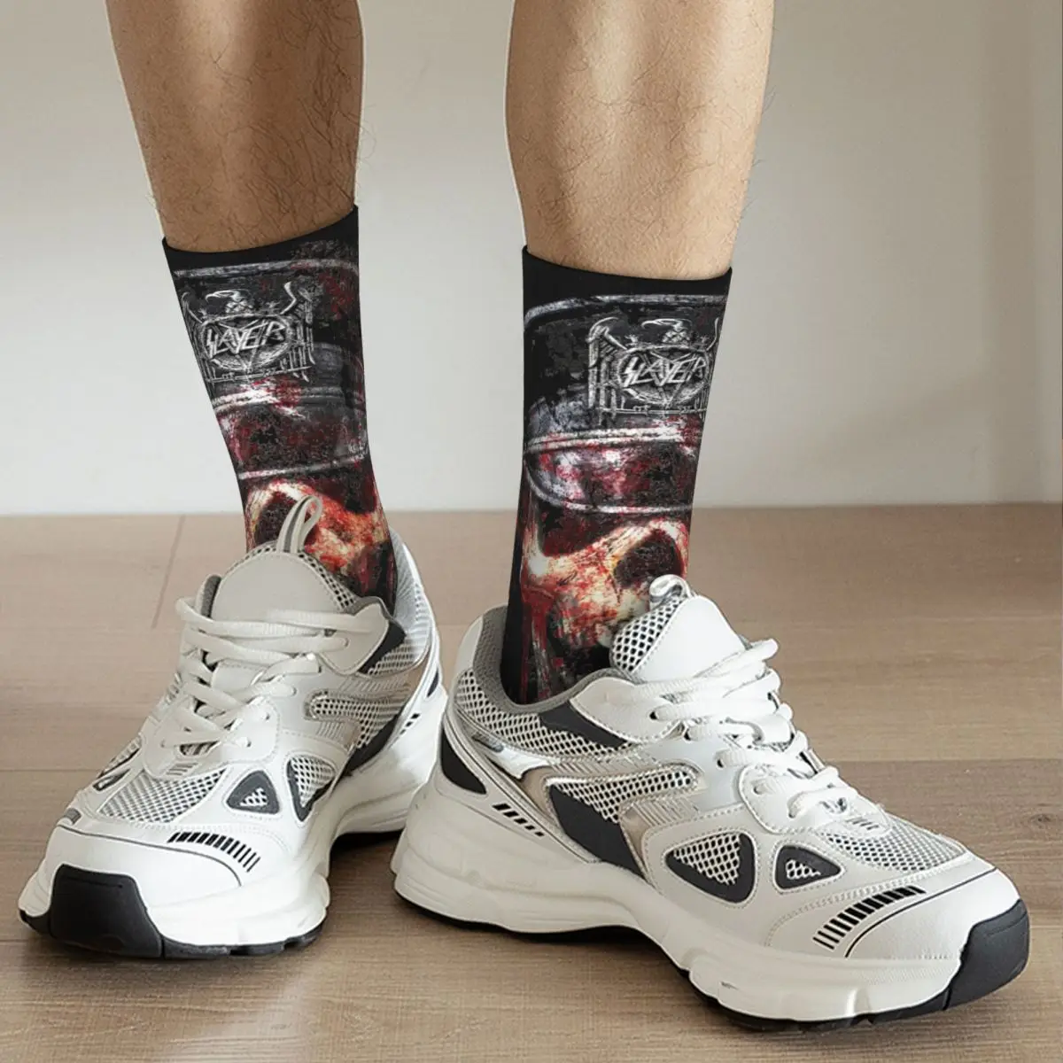 Colorful Slayer Band Sports Socks Polyester Middle Tube Socks for Unisex Breathable