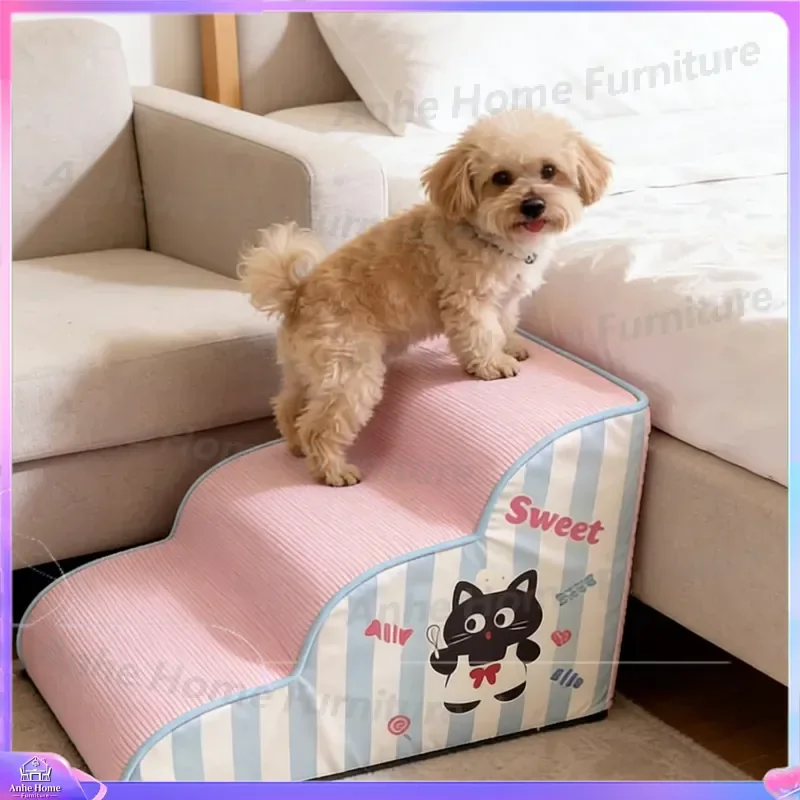Pet Stairs for Dogs and Cats Removable Washable Non Slip Bedside Ramp Sofa Steps Ladder for Small Medium Elderly Pets Indoor