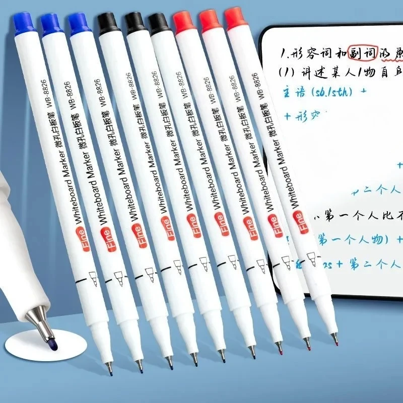4/8/12pcs 0.5mm Magnetic Dry Erase Markers Whiteboard Marker Pen Office School White Board Stationery Extra Fine Tip Multicolour
