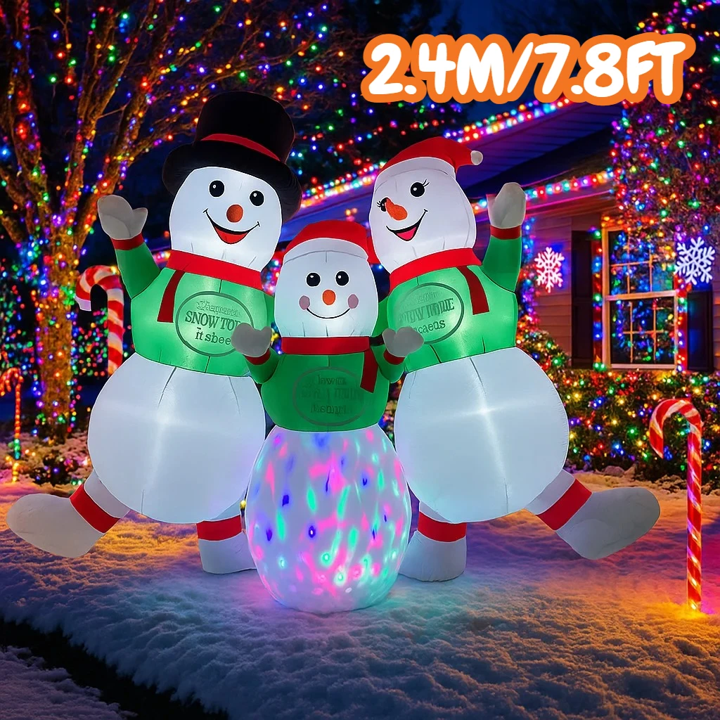 2.4 متر/7.8FT نفخ ثلج الأسرة أضواء خارجية LED ديكورات المنزل اللعب ساحة عيد الميلاد الحلي في الهواء الطلق نفخ الزينة #1