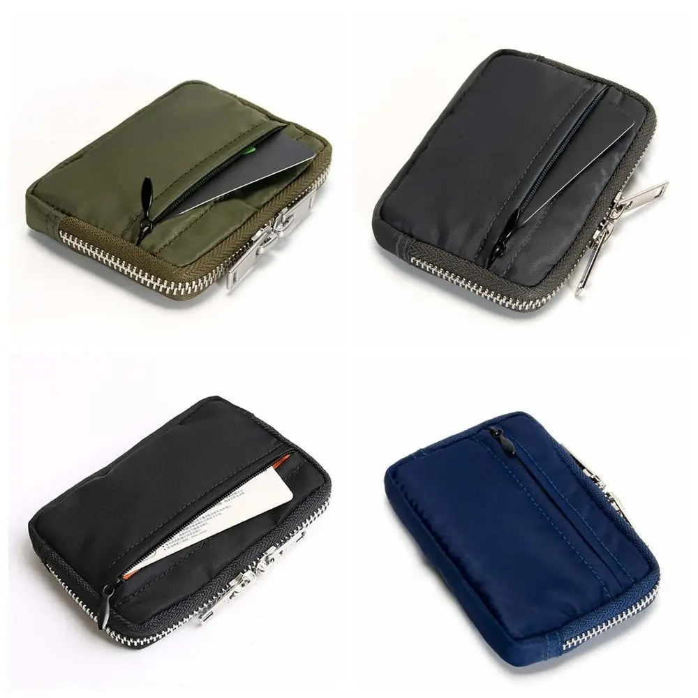 Portable Nylon Coin Purse Card Holder RFID Anti-theft Men Wallet Korean Style Lightweight Mini Earbuds Storage Bag Women