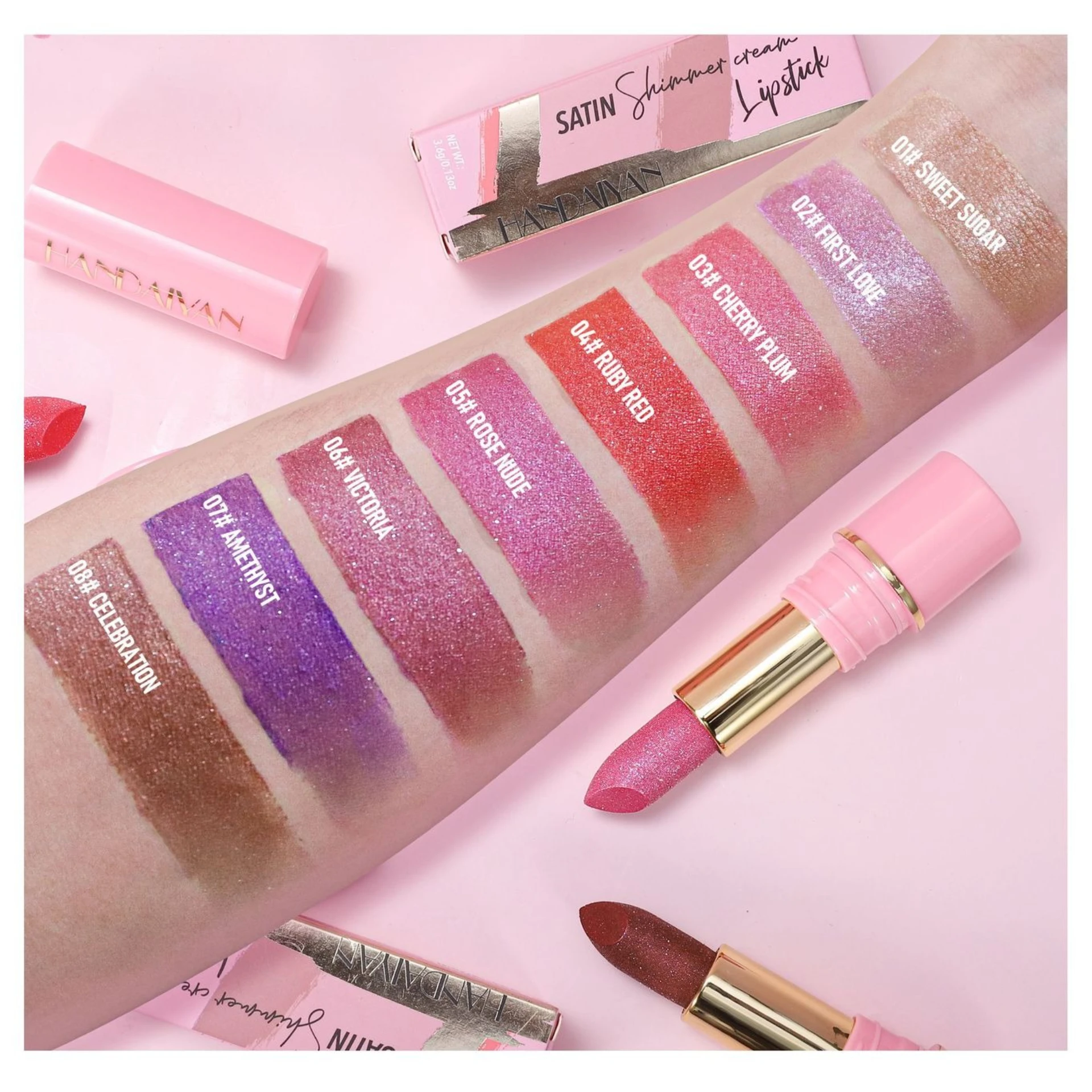 ダイヤモンドシマーマット口紅防水長期持続非乾燥性リップグロス保湿美容メイクアップパーティー/フェスティバル