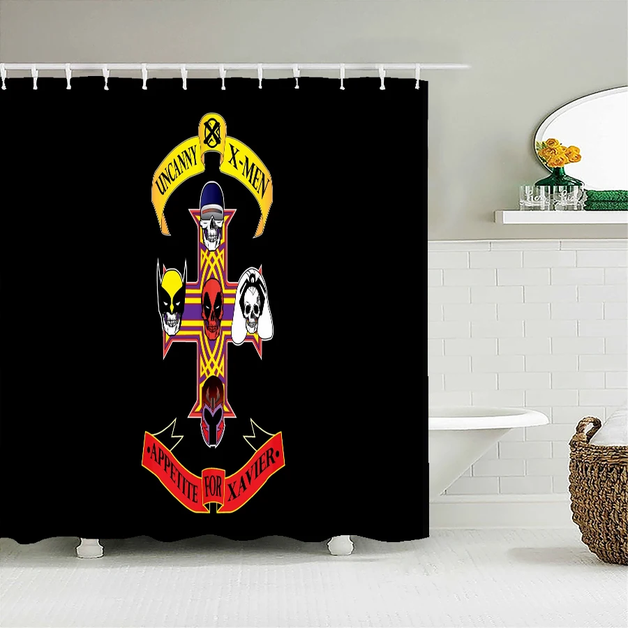 Guns N' Roses Rock band Shower Curtain 3D Bathroom Curtain Fabric Waterproof Polyester Washable Bath Screen Curtain Set X11