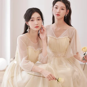 Ehrenkleider von Mädchen, Lila Purple Lady, Bachelor -Kleider, Tüll, Netznetz, Tüll, Abschluss, Hochzeitsgast, Champage, Grau, Rückenelastik, billig, M58 8 Hauptverkaufskleid Lilas Madrinha - №3