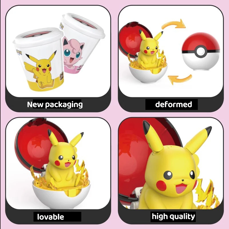 Pokemon Figur Bulbasaur Eevee Charmander Squirtle Pikachu Piplup Cubone Mimikyu Jigglypuff Pokeball Spielzeug Ornament Puppe – Detail 3