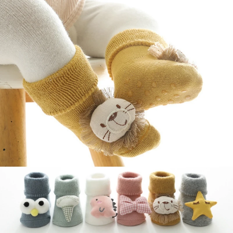 

Autumn Winter Thick Warm Baby Stockings Home Soft Middle Tube Socks for Newborn Infant Toddler Boys Girls Mid Calf Long Socks