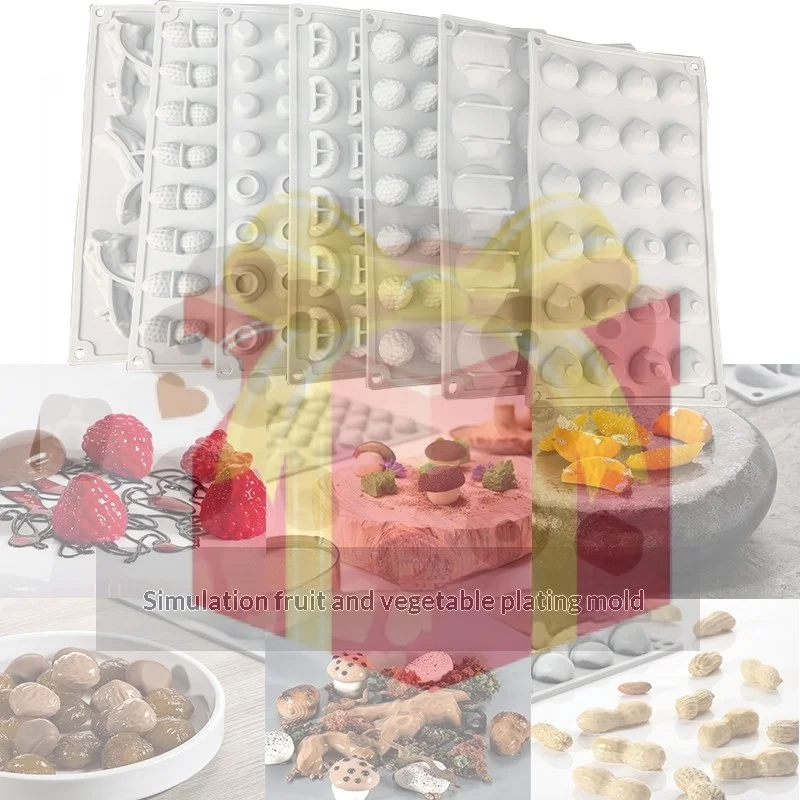 Molde de silicona para castañas, frambuesas, cacahuetes y champiñones, molde para fondant, accesorios de decoración para pasteles de queso y chocolate, utensilios de repostería DIY