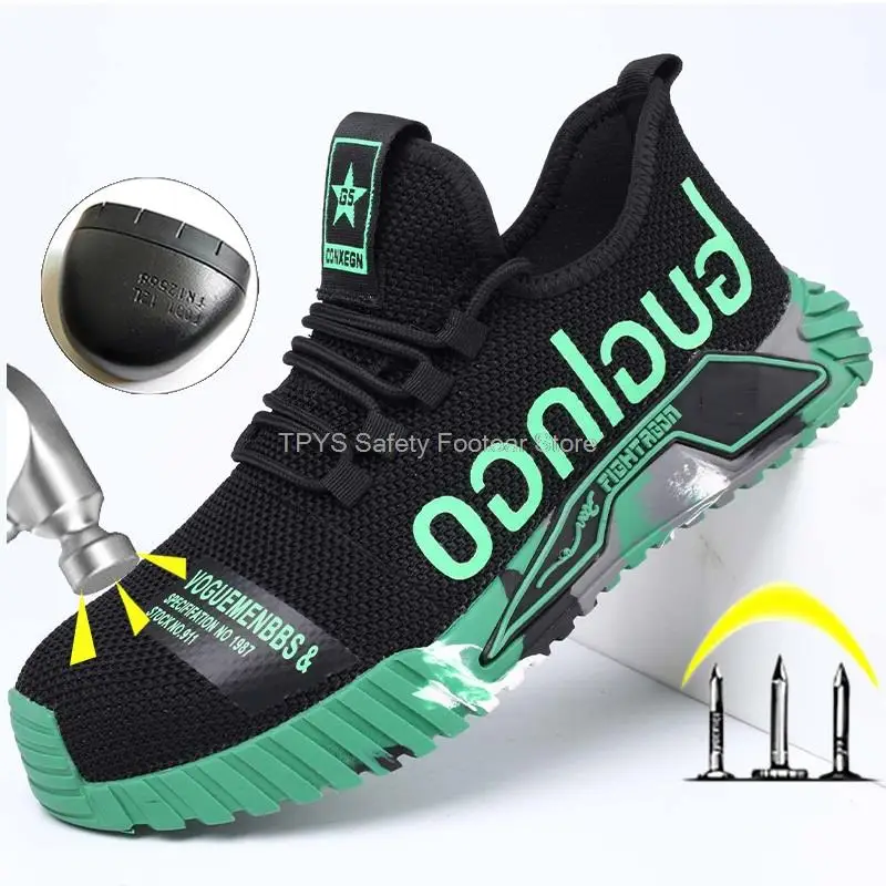 Lightweight Steel Toe Safety Shoes Men Anti-puncture Work Shoes Men Breathable Industrial Shoes Indestructible Work Safety Boots