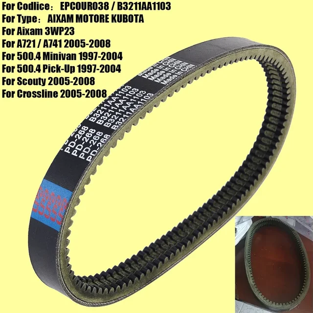 Pasek napędowy do AIXAM MOTORE KUBOTA Aixam 3WP23 A721 A741 500.4 Minivan Pick-Up Scouty Crossline EPCOUR038 B3211AA1103