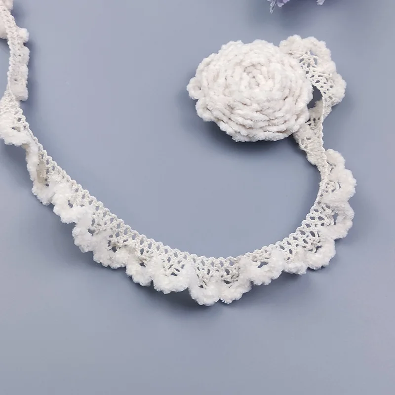 2cm Plush Stretch Lace Accessories Doll Lace Eyelet Lace Trim Embroidery Fabric To Decorate Clothes Frill Fringe Crafts Lolita