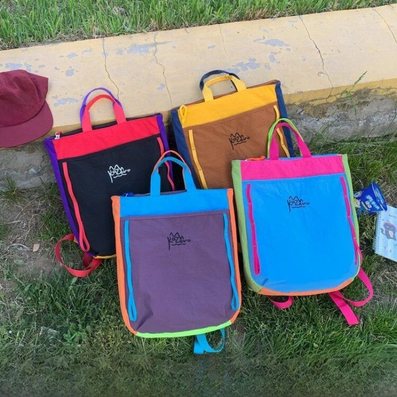 New Commuter Color Block Sports Backpack Large Capacity Travel Computer Bag Unisex Outdoor Function Style Nylon Material