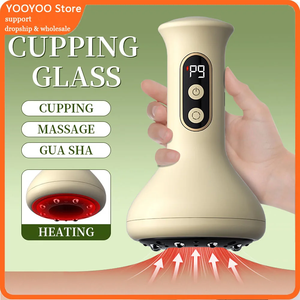 

Electric Handheld Abdominal Massager Cupping Device USB Recharge 9 Gears Adjustable Guasha Cupping Hot Compress Body Shaping