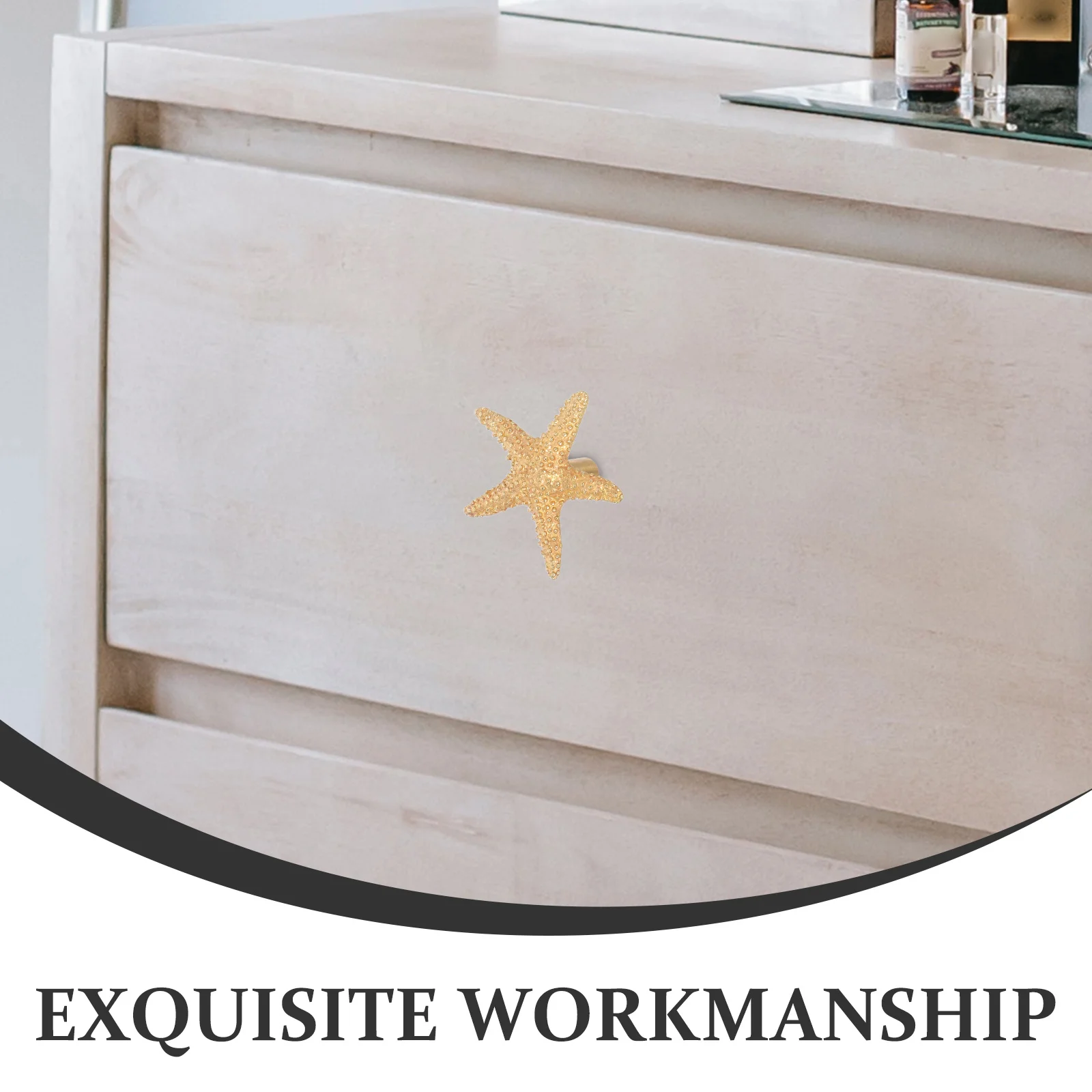 مقبض مضمد صغير مقابض أدراج نحاسية إبداعية على شكل نجمة سمكة ساحلية موضوع خزانة المطبخ أجهزة تسحب الباب العتيق #2