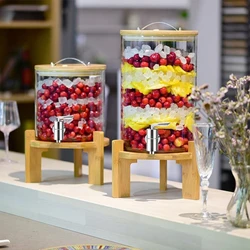5-8L Glass Beverage Barrel Dispenser Water Bottle with Stainless Steel Borosilicate Faucet Storage For Whisky Kitchen Bar Jar