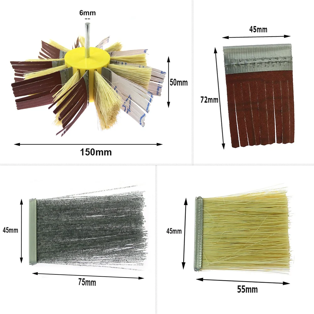 6 "150mm carpintaria polimento escova roda broca moedor elétrico acessórios-bandas de pano de lixar, fio abrasivo, sisal