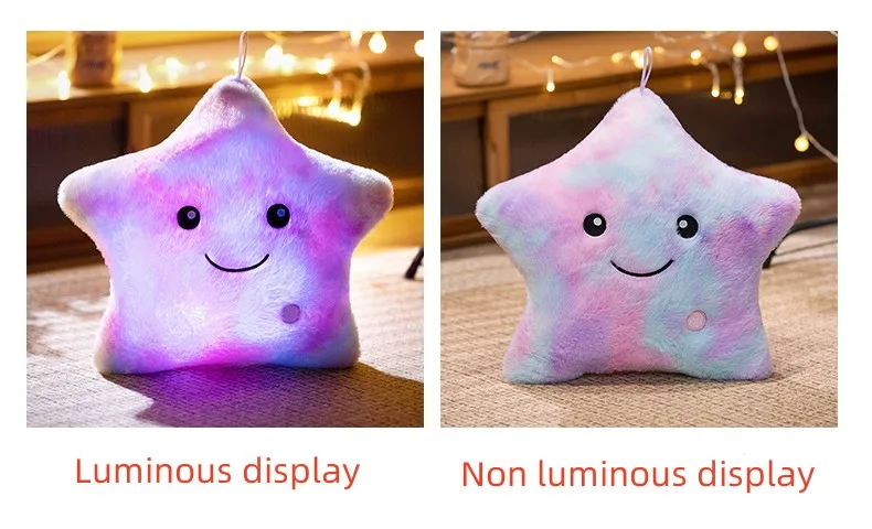 24*22CM Leucht fünfzackigen Stern Plüsch Spielzeug Glowing Star Gefüllte Weiche Puppe Kissen Schöne Halloween Weihnachten geschenke – Detail 5