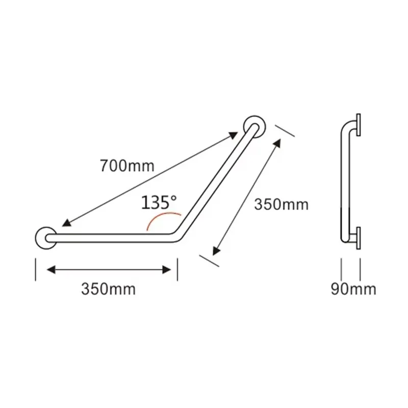 V Shape Anti-slip ABS & Stainless Steel Toilet Bathroom Safety Grab Bar Handrail Bathtub Grip Handle for Elderly Pregnant Woman