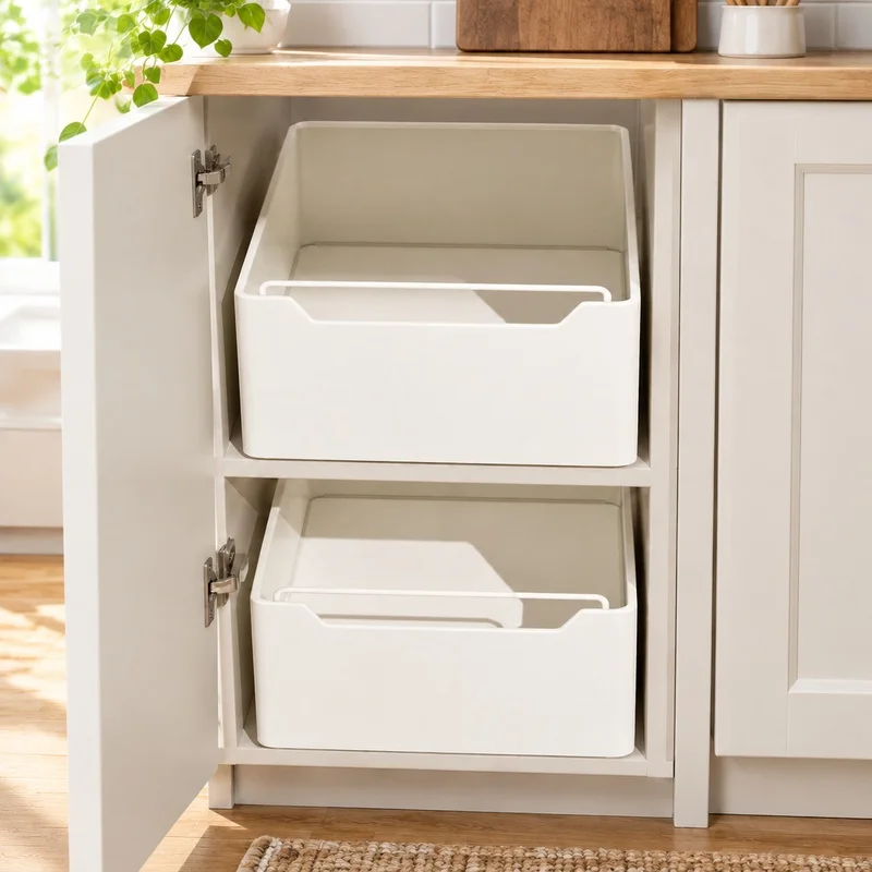 Under-Cabinet Sliding Spice Rack with Multiple Sections and Smooth Rail System for Kitchen Storage