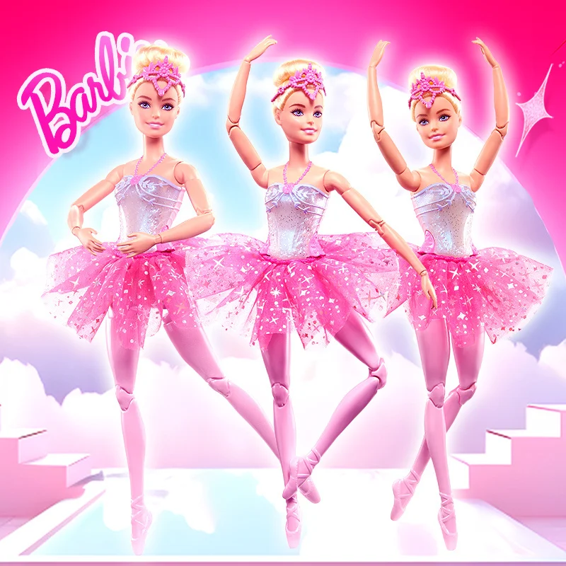 Barbie Dromerige sprankelende Barbie Prima Ballerina-poppenset met kleurrijke verlichting voor meisjes Elegant podiumrollenspel Verjaardagscadeau