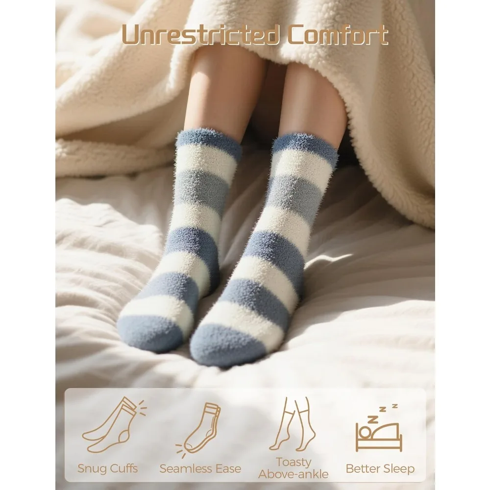 هدايا دافئة ومريحة للنساء، أدوات تخزين، جوارب نوم من القطيفة الغامضة - نسيج ناعم ودافئ #3