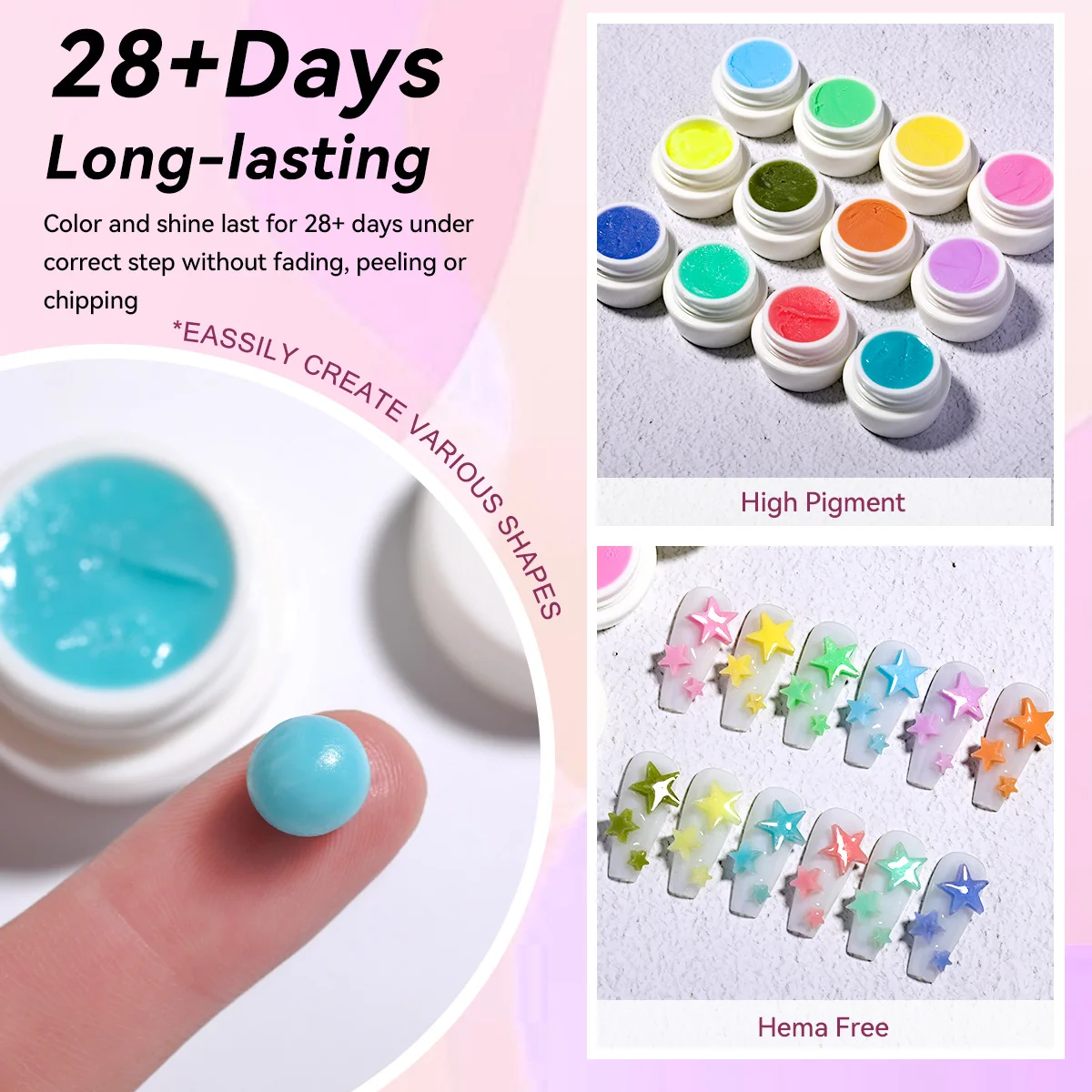 Nail Art Accessories Carving Gel Supplies 3D Model Carved Mud Plasticine UV Gel DIY Nails Painting Removable 3D Embossment Gel