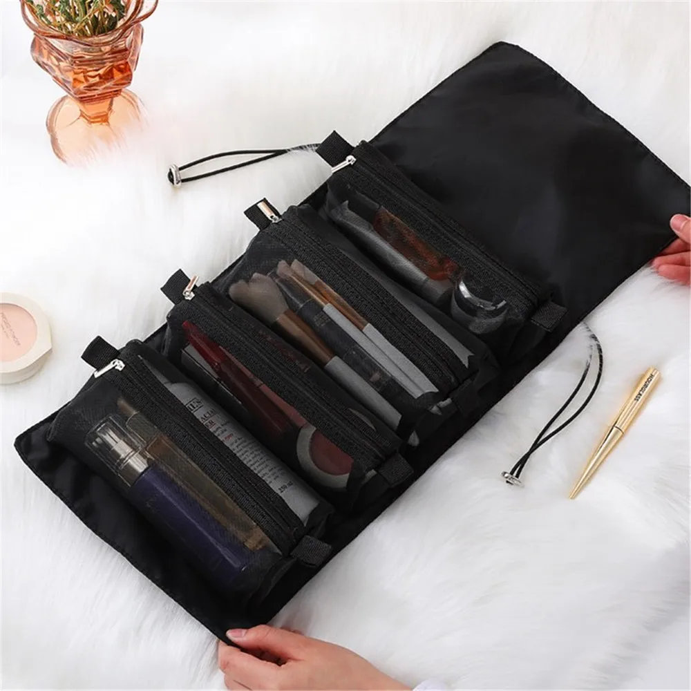 4-In-1 Multifunctional Makeup Bags Large Women Cosmetic Bags Foldable Wash Storage Bag Travel Toiletries Organizer Make Up Pouch