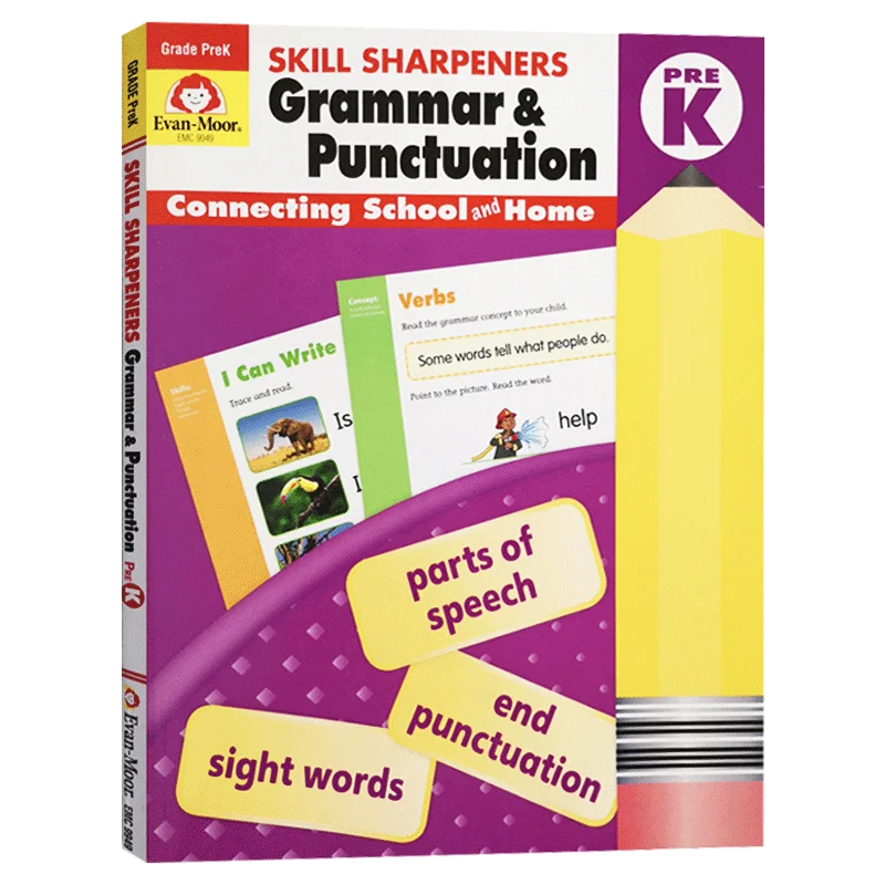 

Evan-Moor Skill Sharpeners Grammar and Punctuation Grade Pre-K Workbook,aged 3 4 5 6, English book 9781629388670