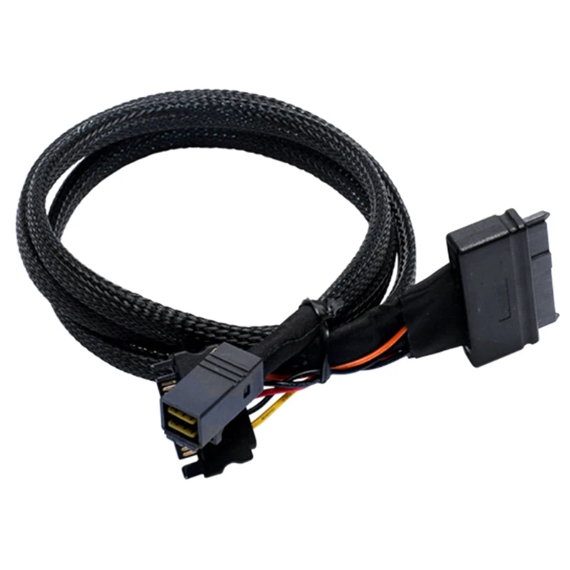 Mini SAS SFF8643 kabel daya U.2 sampai 8639 + 15PIN NVMe kabel koneksi Data Hard Disk SFF8643 ke SFF8639 kabel Hard Disk