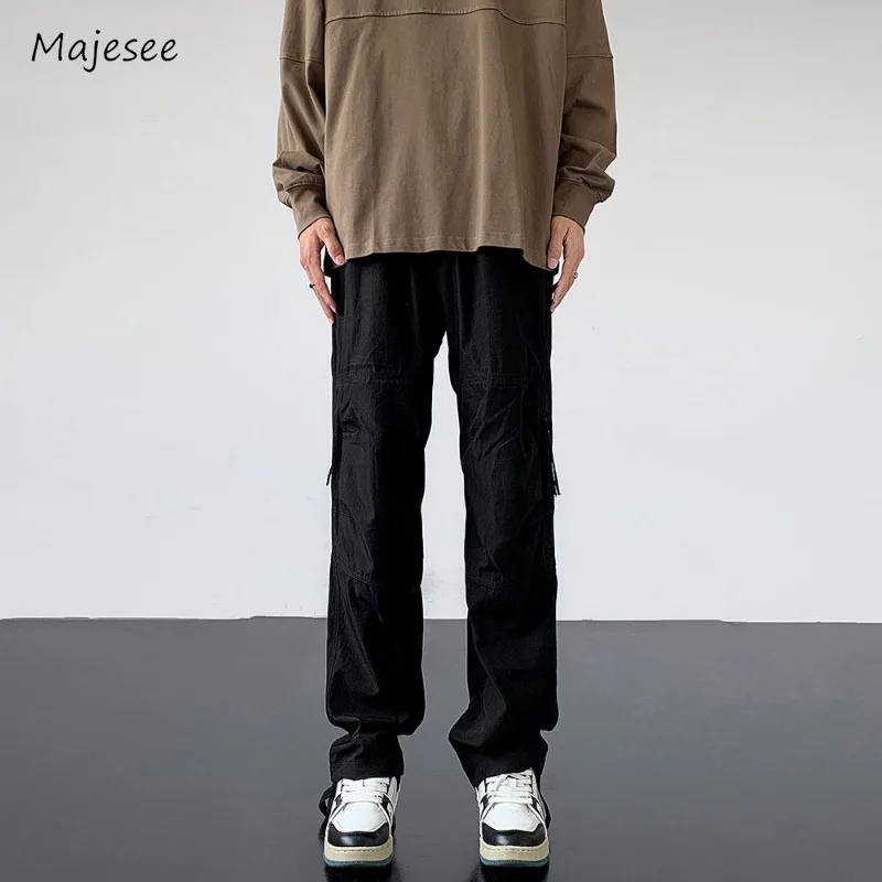 

Pants Men Casual Loose Daily Cozy Chic Zipper Straight Trousers Waterproof European Style Streetwear Holiday Schoolboys Simple