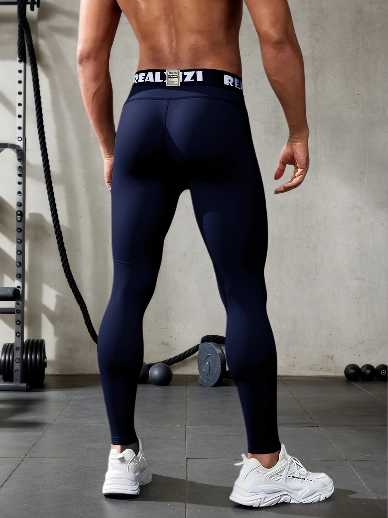 Performance Mens Seam Panel Athletic Compression Pants Letter Elastic Waist Quick Dry Skin-Tight Workout Leggings For Exercise