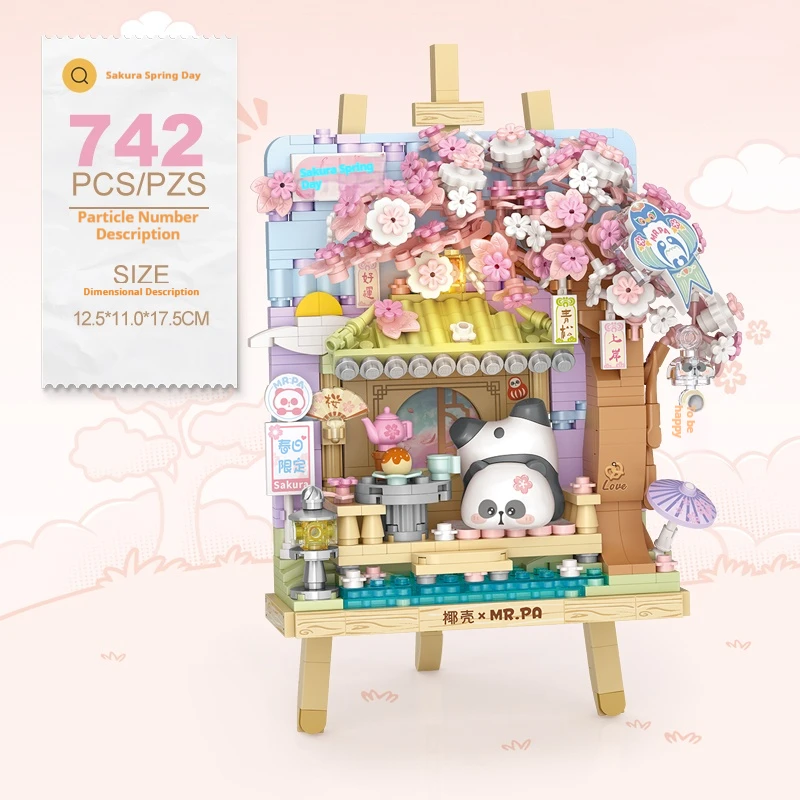 LOZ Four Seasons Scene Panda Stereo Model Assembled Ornaments