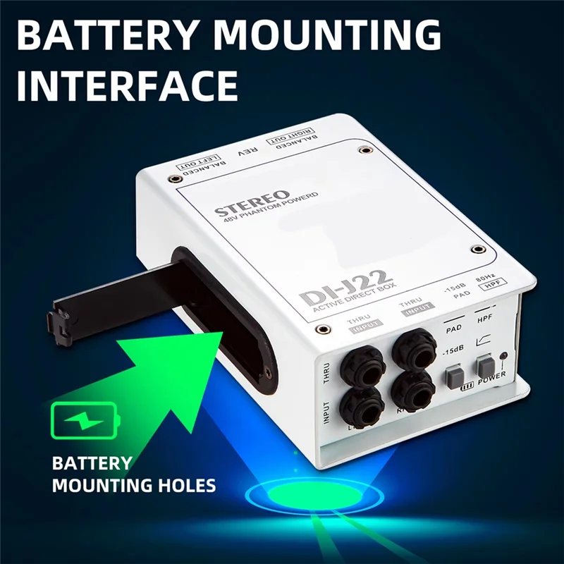 REPLA-GAZ-J22 Audio DI Box Dual Channel Stereo 48V Power Supply Active Direct Junction