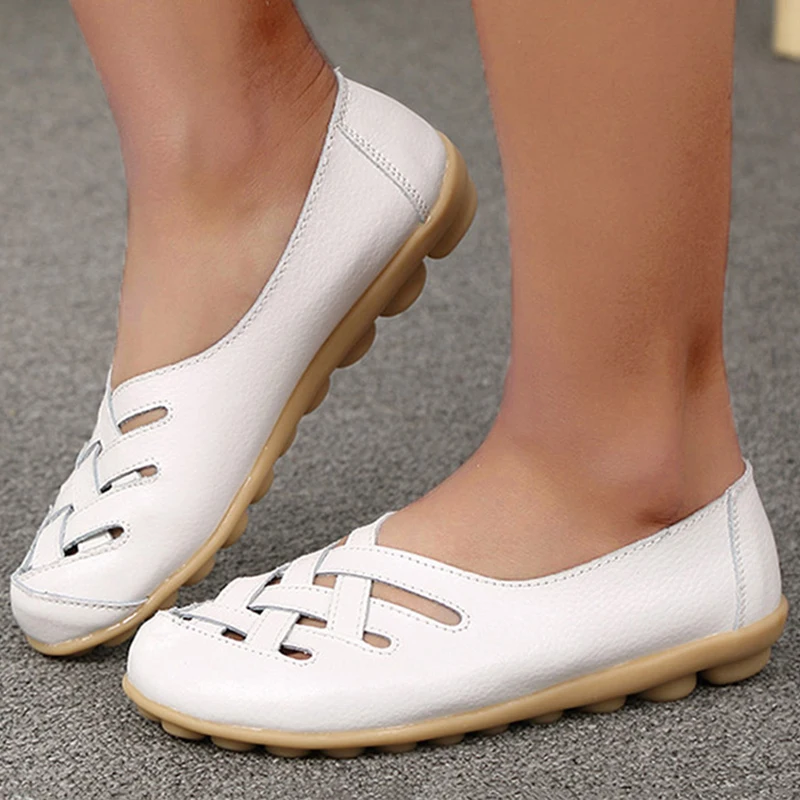 Shoes For Women 2024 Summer Flat Shoes Soft Leather Loafers Women\'s Moccasins Ballet Flats Casual Nursing Zapatos Mujer Elegant