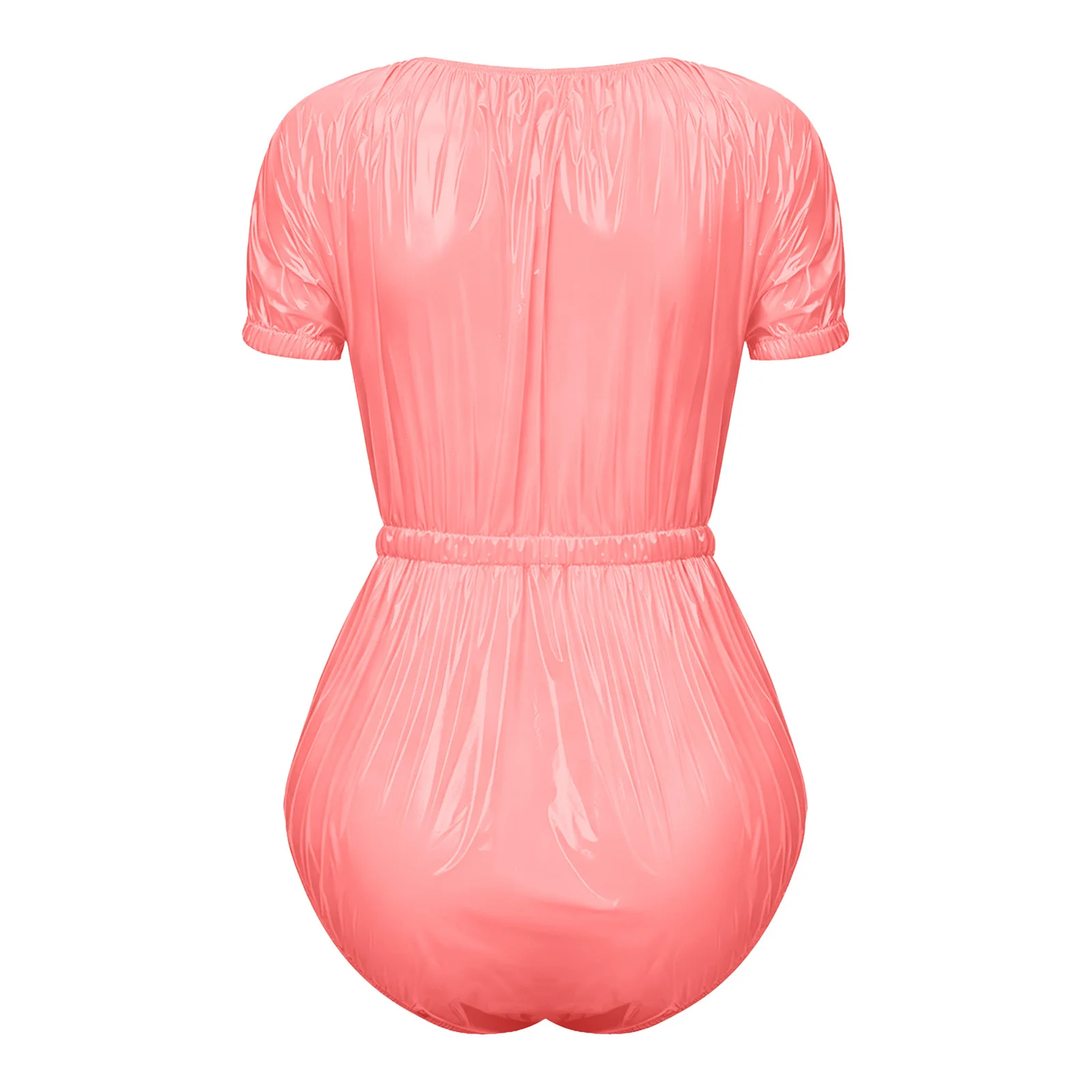 Women's Swimwear One-piece Waterproof Diaper Cover Jumpsuit with Buttoned Crotch Swimming Suits Beach Short Sleeve Bodysuit