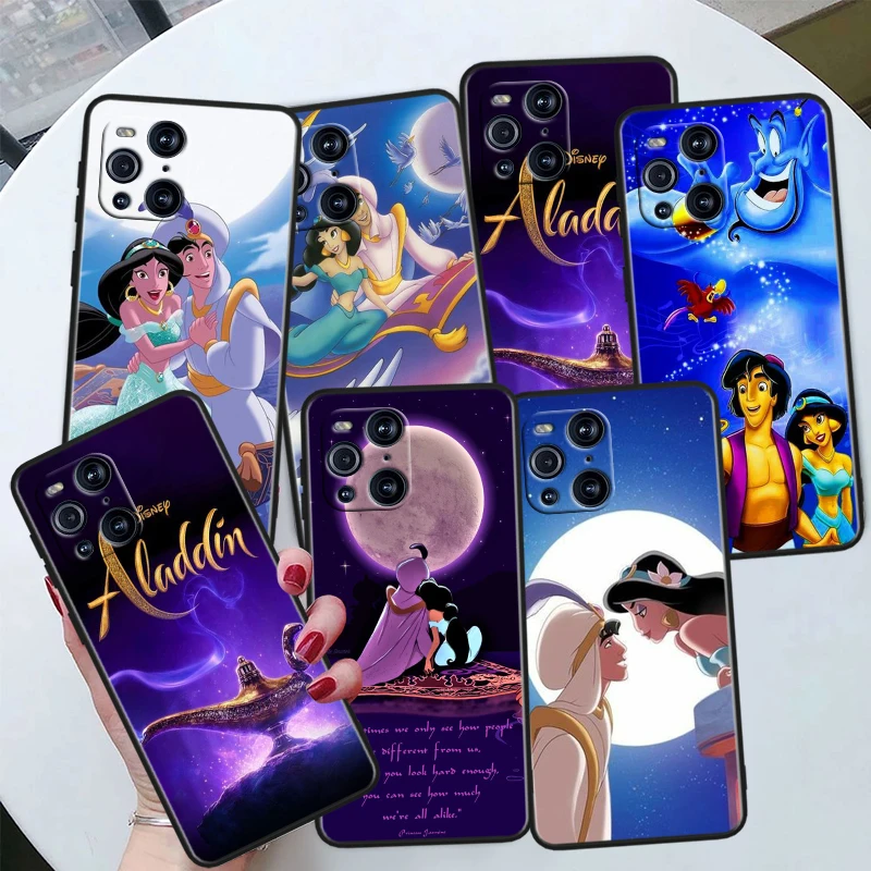 Disney Aladdin Lamp For OPPO Find X6 X5 X3 X2 F21S F21 Pro Lite Neo Black Silicone Fundas Soft Cover Capa Phone Case