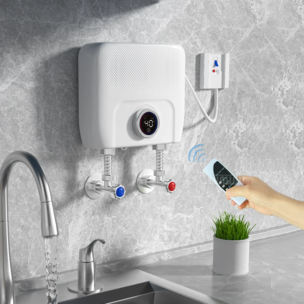 110V/220V Instant Water Heater Kitchen Wall Mounted Electric Water Heater with  Display Thermostatic Control