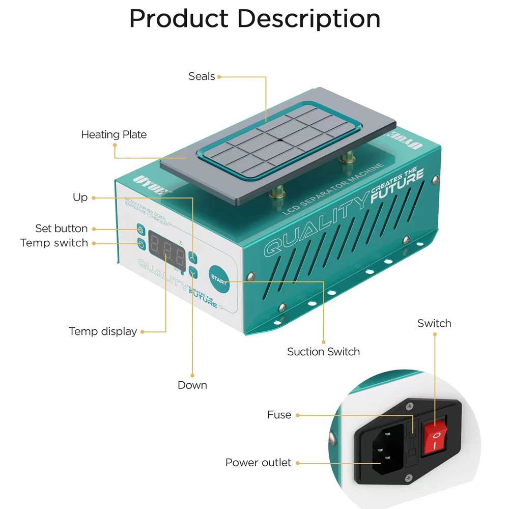 UYUE 958S Lcd Separator Machine For iPhone Mobile Phone Screen Removing Machine Built in Pump Glass Disassemble Replacement Tool