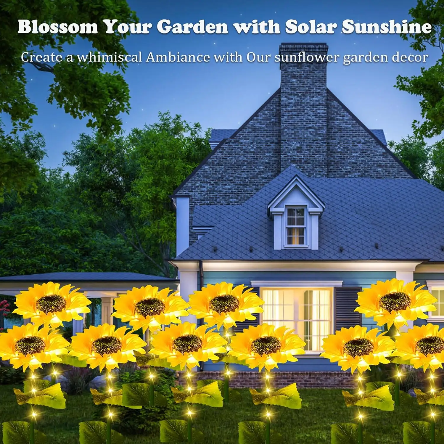 

Solar Lights Outdoor Garden - 2 Pack Solar Garden Lights with 2 Bigger Sunflower Waterproof, Garden Ornaments Outdoor