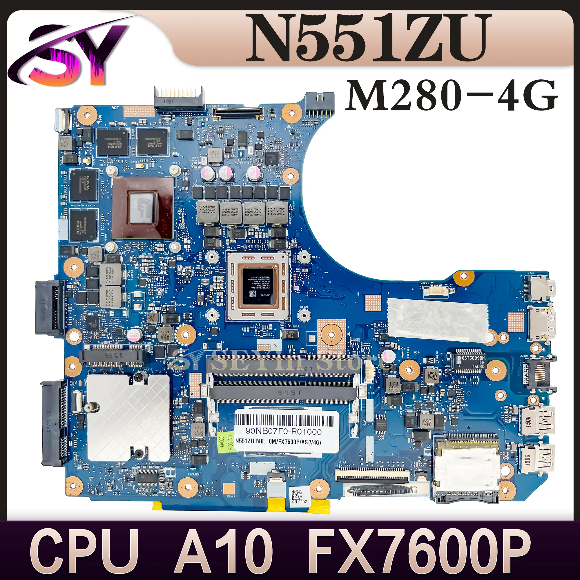 N551ZU Mainboard Für ASUS N551Z G551ZU Laptop Motherboard A10 FX7600P M280-4G 100% Funktioniert