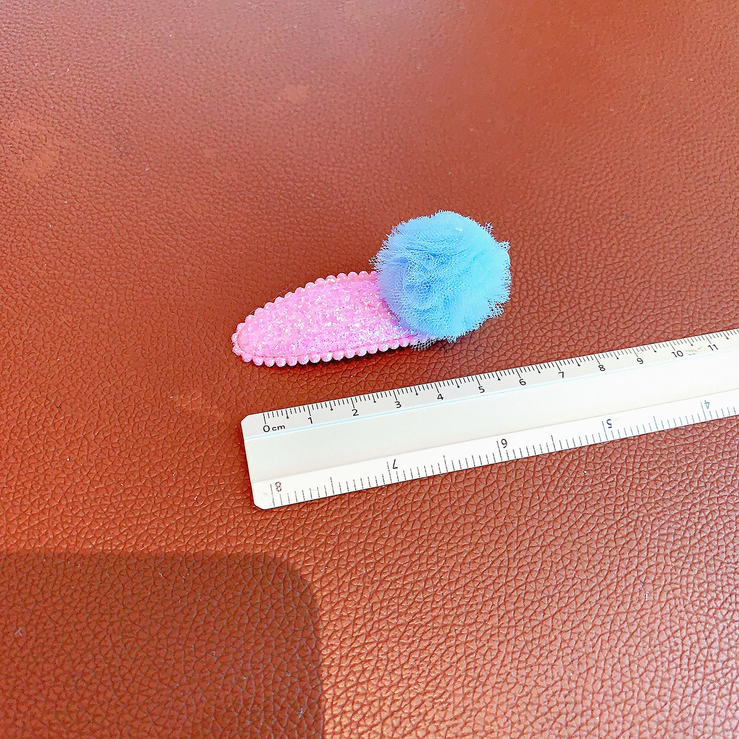 5 Stück/Set Niedliche Haarspangen in Pastellfarben für Frauen und Mädchen, Haarspangen mit Netz-Pom-Pom-Dekor, koreanische süße Haarnadeln, Accessoires – Detail 6