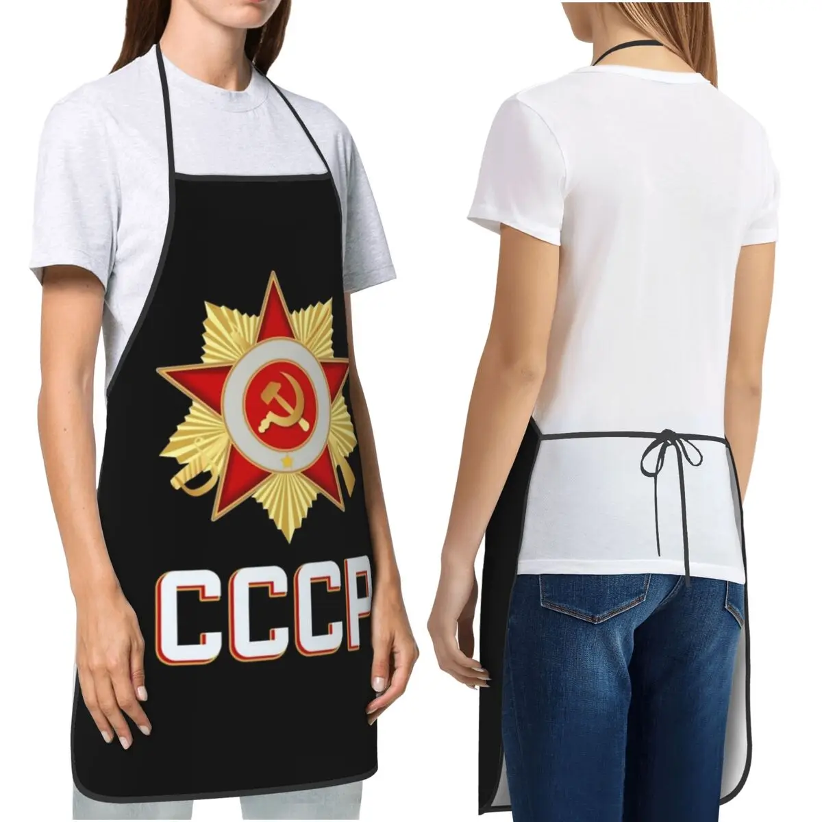 

CCCP Star-Soviet-Union СССР Фартук шеф-повара для приготовления пищи и выпечки Водонепроницаемый нагрудник Кухонный сарафан для уборки для женщин и мужчин Садоводство