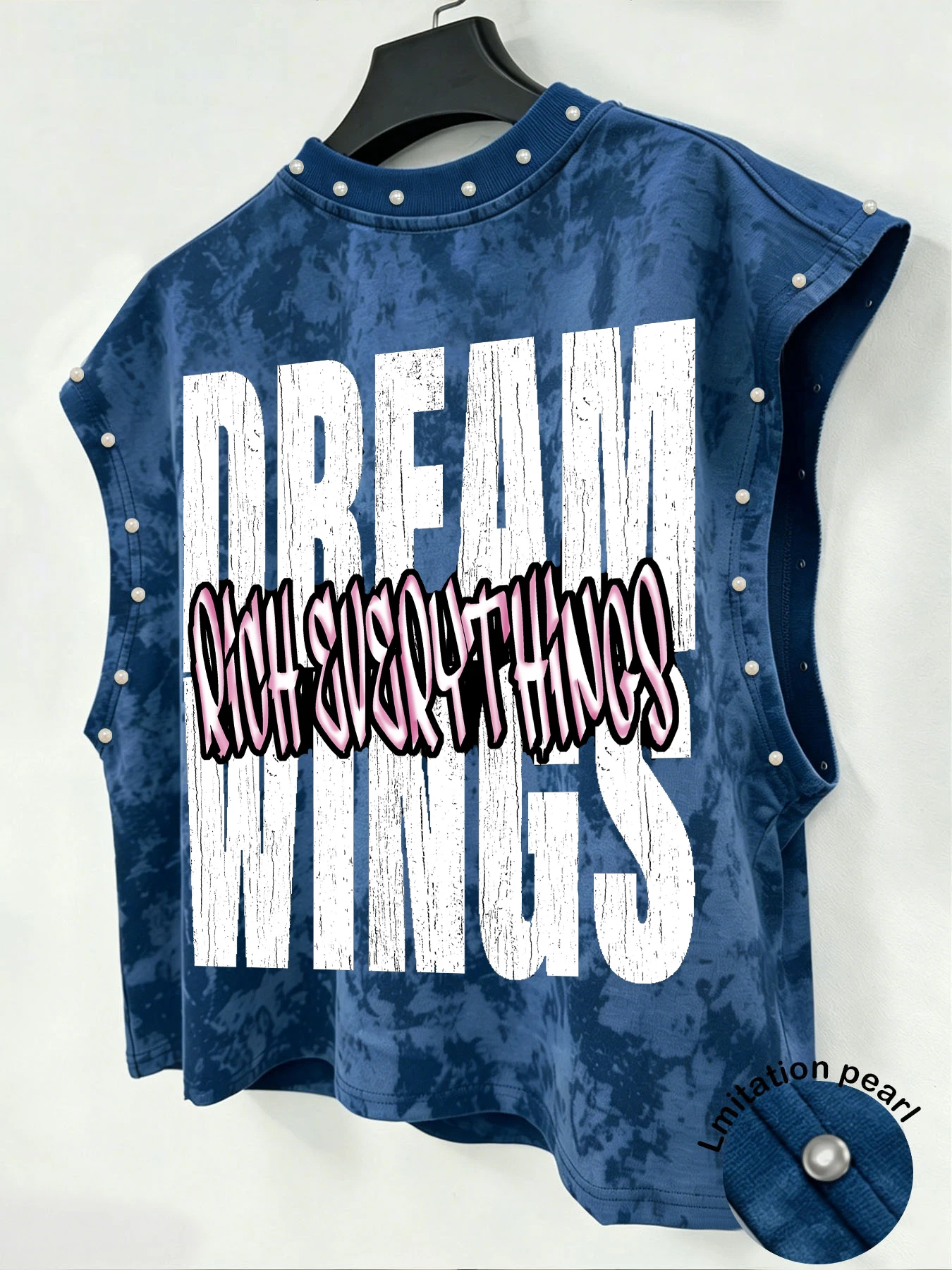 Men Tie Dye Sleeveless Tank Top,  Imitation Pearl  Street Vest  tank tops  sleeveless graphic tee man vests Man Tank Top
