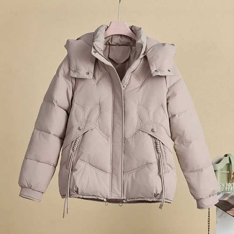 2025 New Winter Coat Women Down Short Padded Jacket Parkas Thick Cotton Coats Clothes Black Khaki Outerwear Female