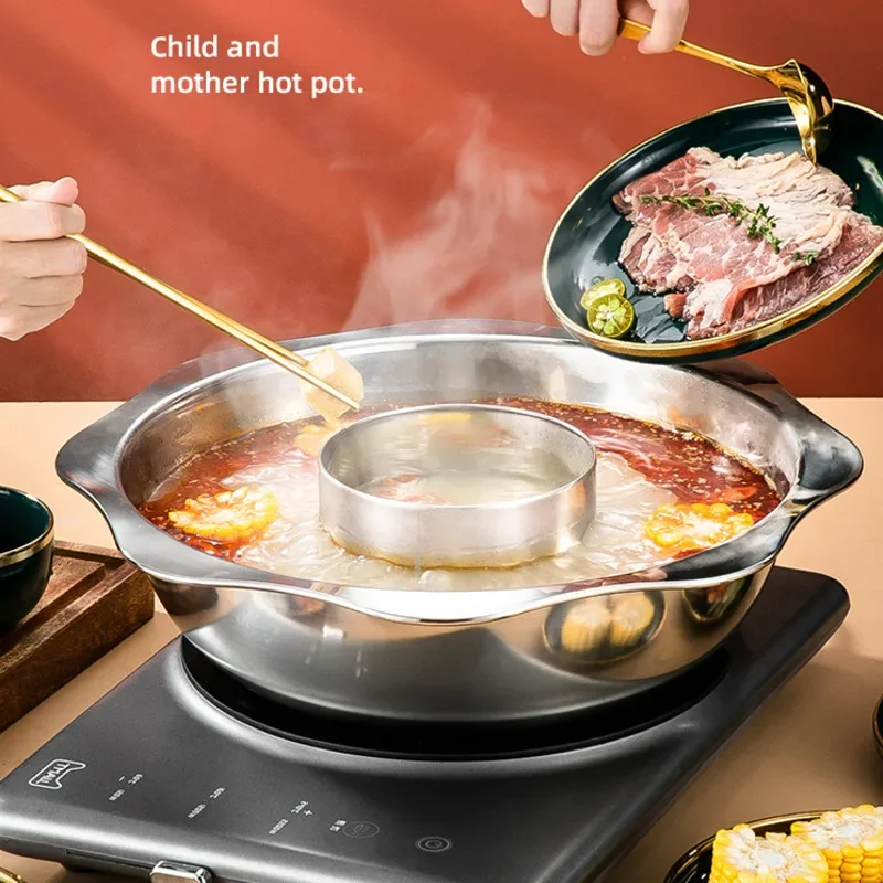 Commercial Zimu Yuanyang Hot Pot Dual Flavor Household Cooking Pot Open Fire Induction Cooking Pots  Kitchen Supplies