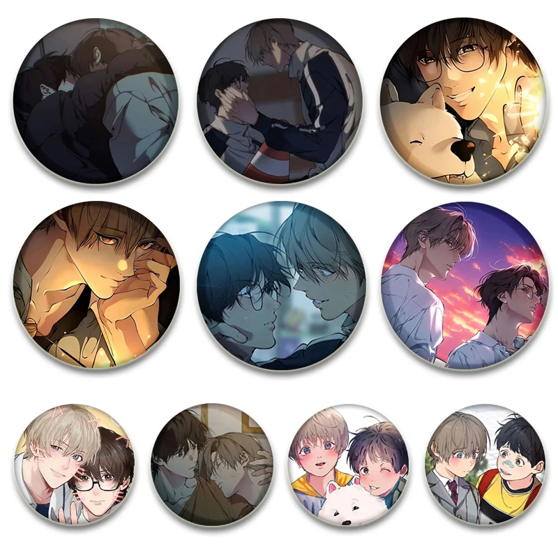 BL Anime Lost in The Cloud 32/44/58mm Simple Button Pins Bai Xianyun Yan Hena Cartoon Brooches Daily Stylish Ornament Badge