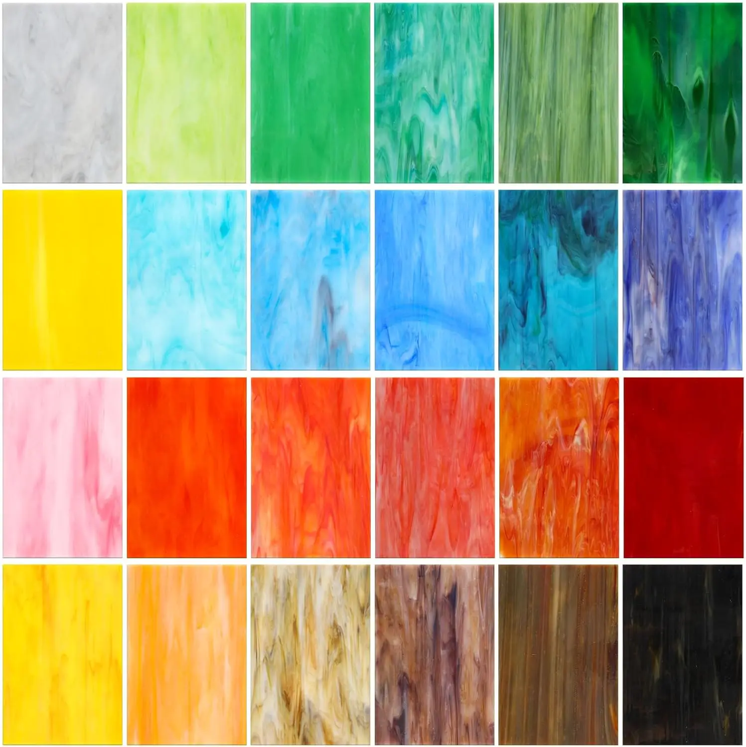 

24 Pcs Stained Glass Sheets 4 x 6 Inch Rainbow Stained Glass Supplies for Craft Projects Variety Mosaic Art Mixed Color I